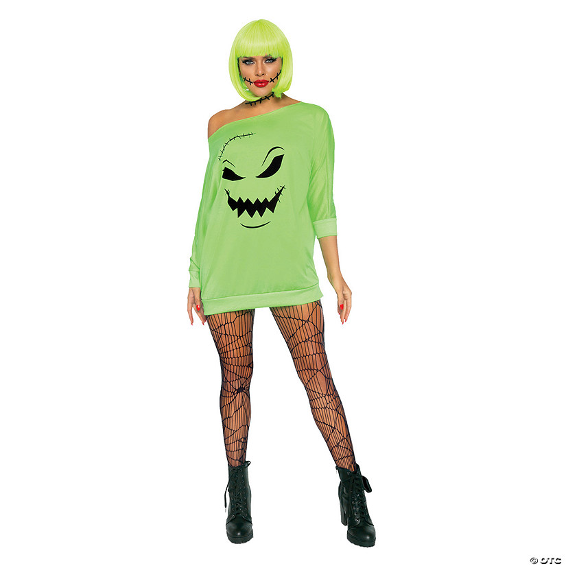 Adults Green Spooky Jersey Dress Image