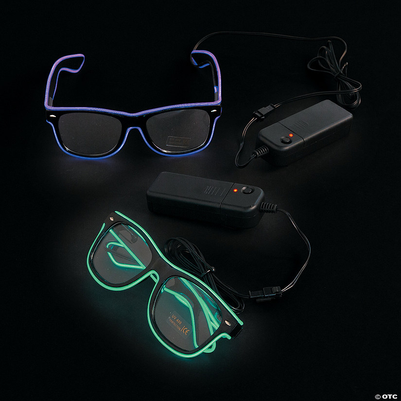 Adults LED Light-Up Neon Glasses - 6 Pc. Image