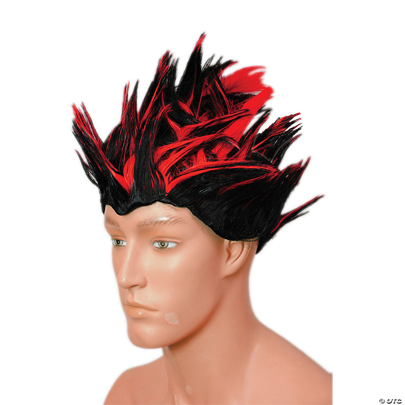 Adults Red & Black Spikes Wig Image