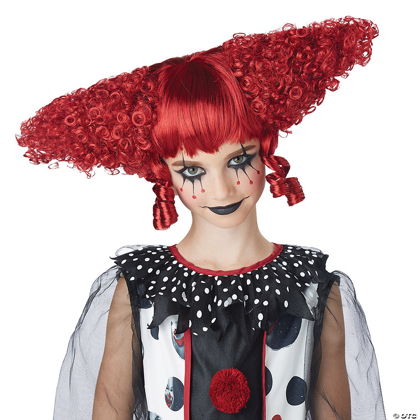 Adults Red Creepy Clown Wig Image