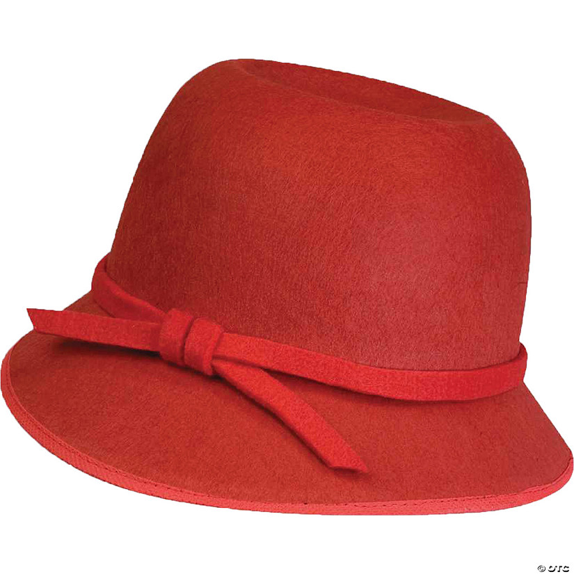 Adults Red Felt Cloche Hat Image