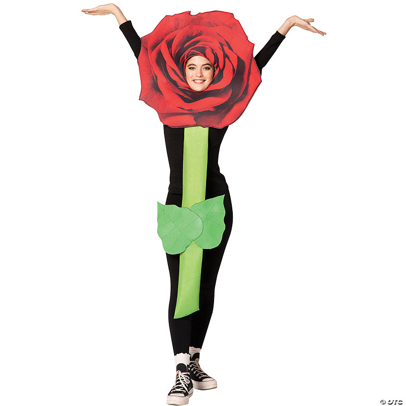 Adults Red Rose Flower Costume Image