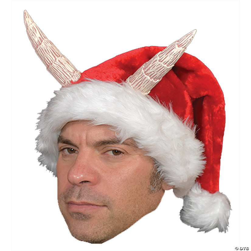 Adults Red Santa Hat with Devil Horns Image