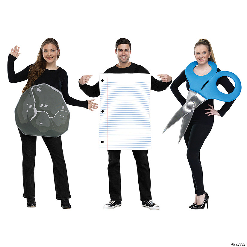 Adults Rock, Paper & Scissors Polyester Group Costume - One Size Image