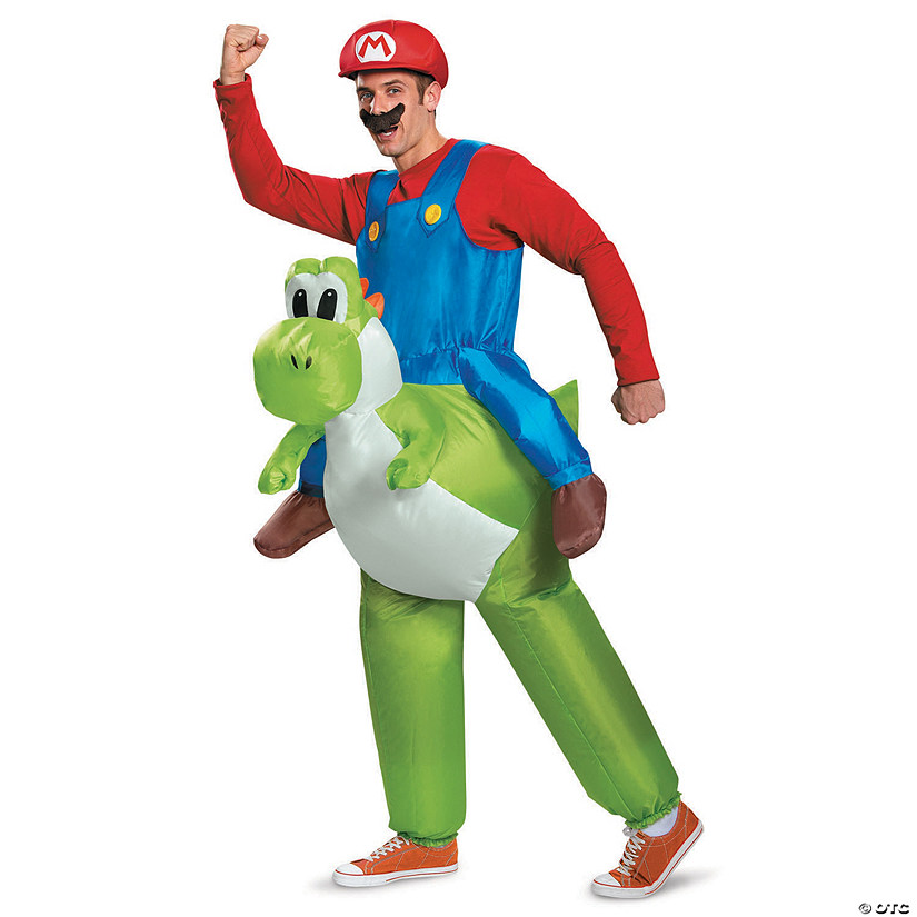 Adults Super Mario Bros.&#8482; Mario Riding Yoshi Costume - 42-46 Image