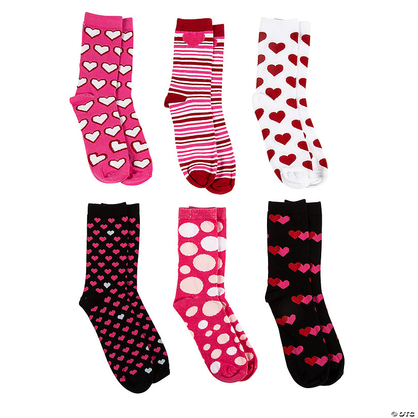 Adult's Valentine&#8217;s Day Socks - 6 Pair Image