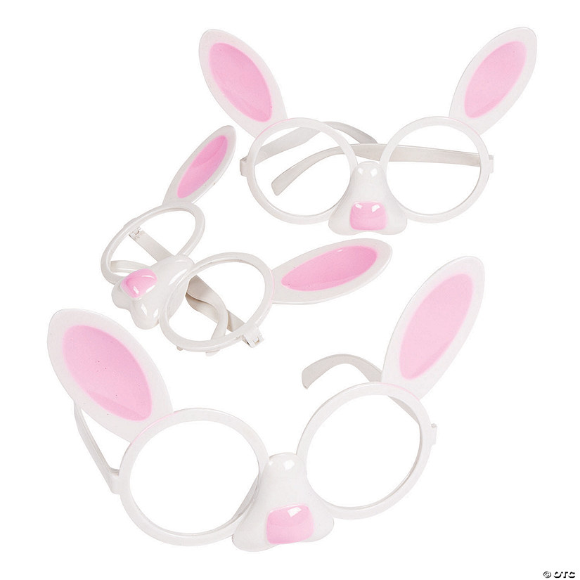 Adults White Bunny-Shaped Glasses - 6 Pc. Image