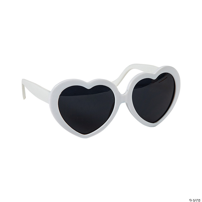 Adults White Heart-Shaped Sunglasses - 12 Pc. Image
