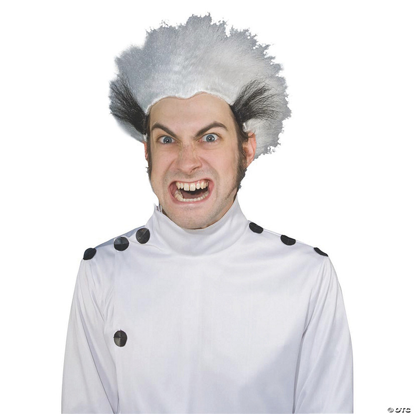 Adults White with Black Streaks Mad Science Wig Image