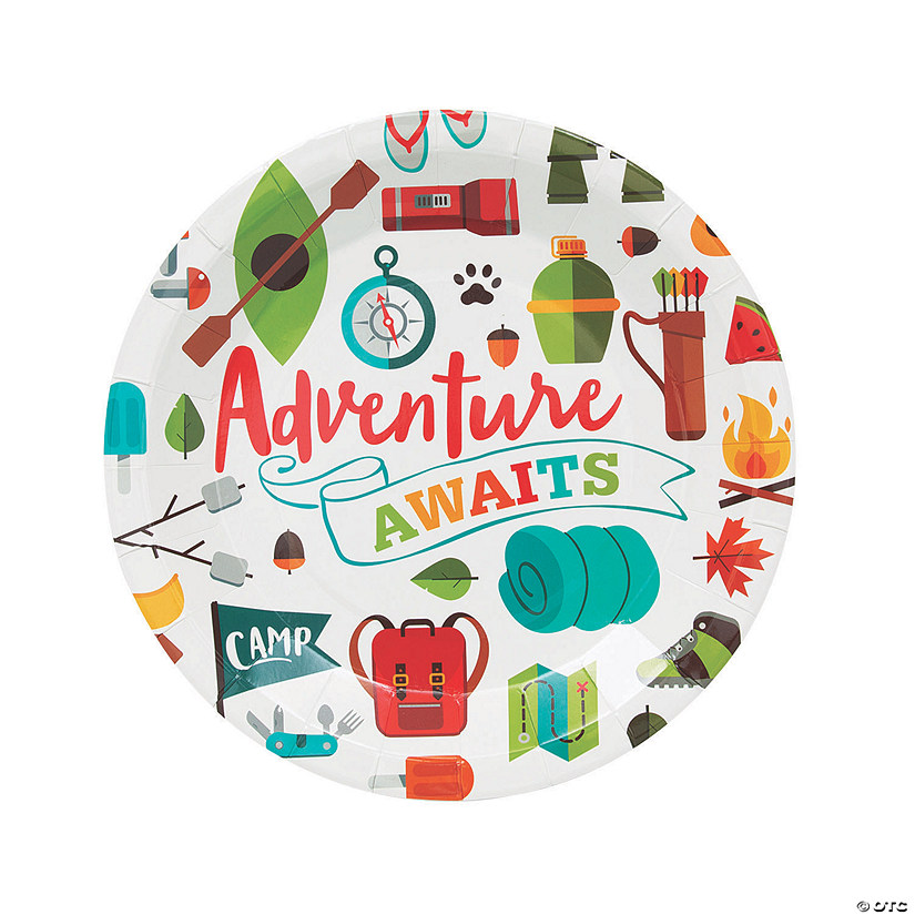 Adventure Awaits Camp Party Paper Dinner Plates - 8 Ct. Image