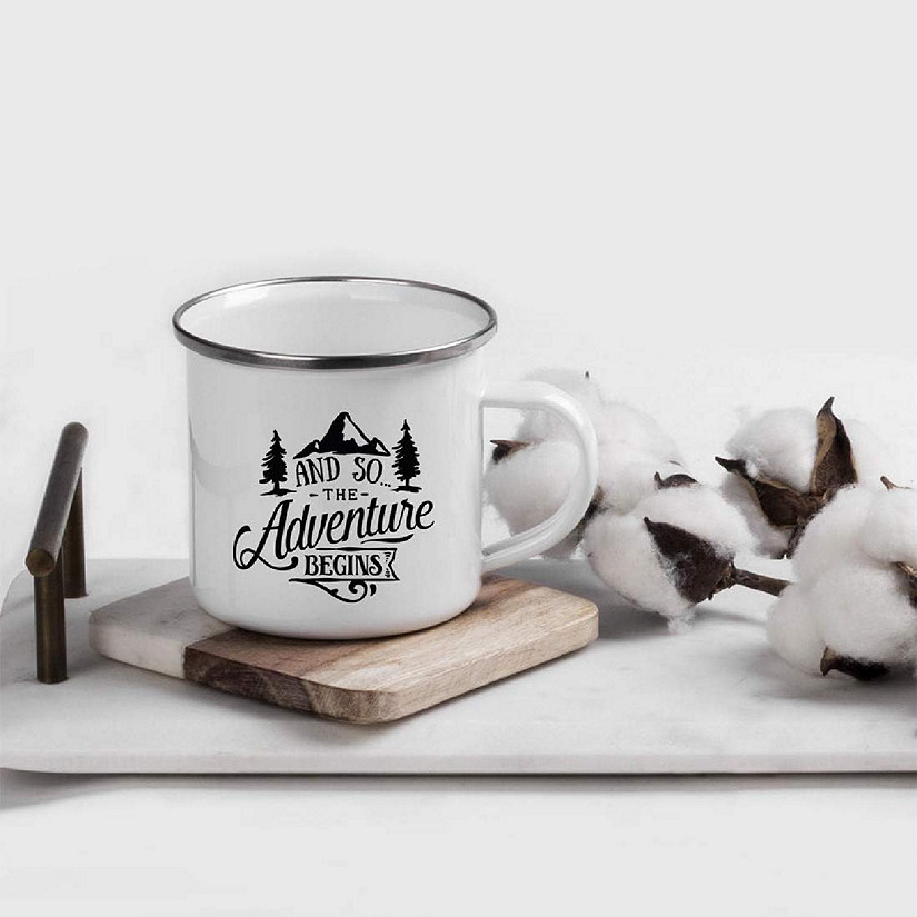 Adventure Begins Metal Camping Mug Image