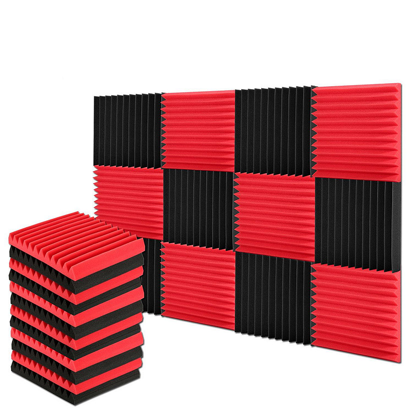 AGPtEK 12pcs soundproofing foam Black and Red Image