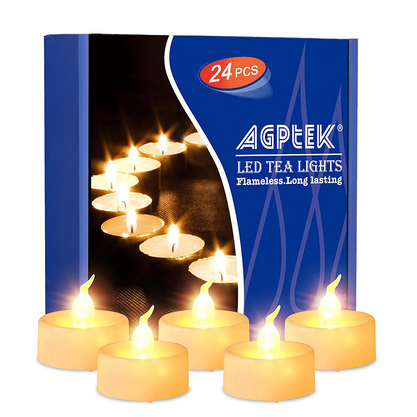 AGPtek 24pcs Warm White LED Tealight Candles Flameless Smokeless Flickering Image