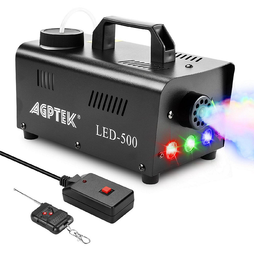 AGPTEK 500W Smoke Machine with Lights (Red, Blue, Green) & Wireless Remote Control for DJ Performance Stage Show Image