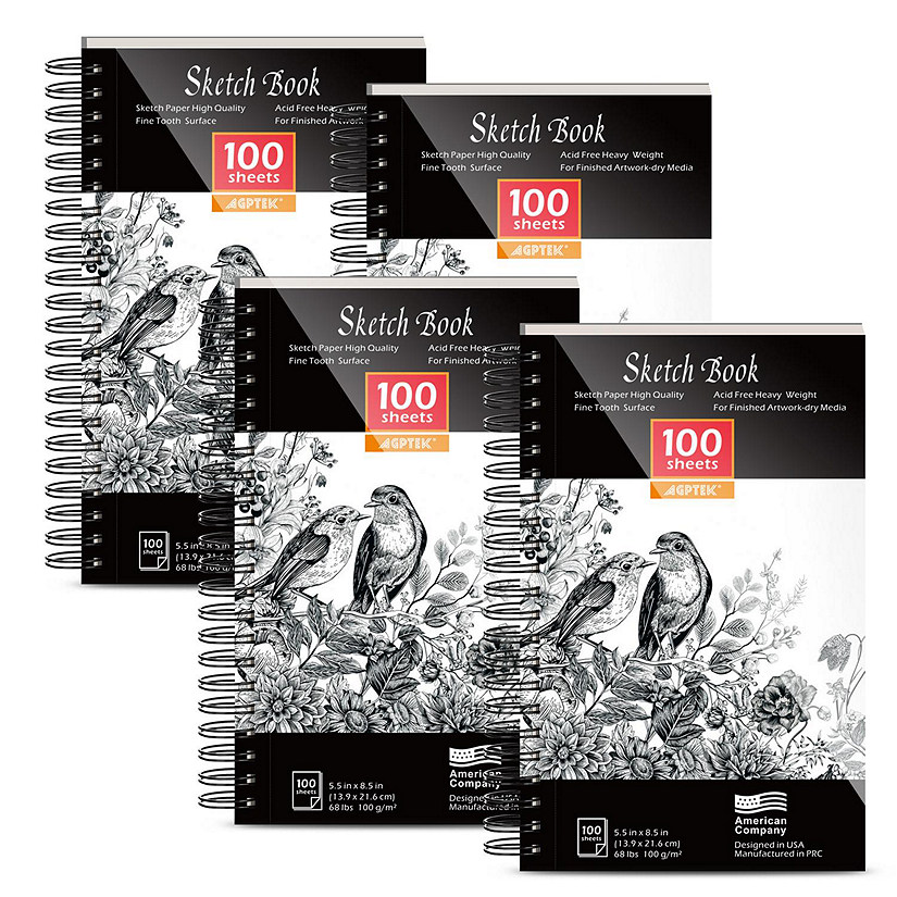 AGPtEK A5 Sketch Book 4 Packs Oriental Trading