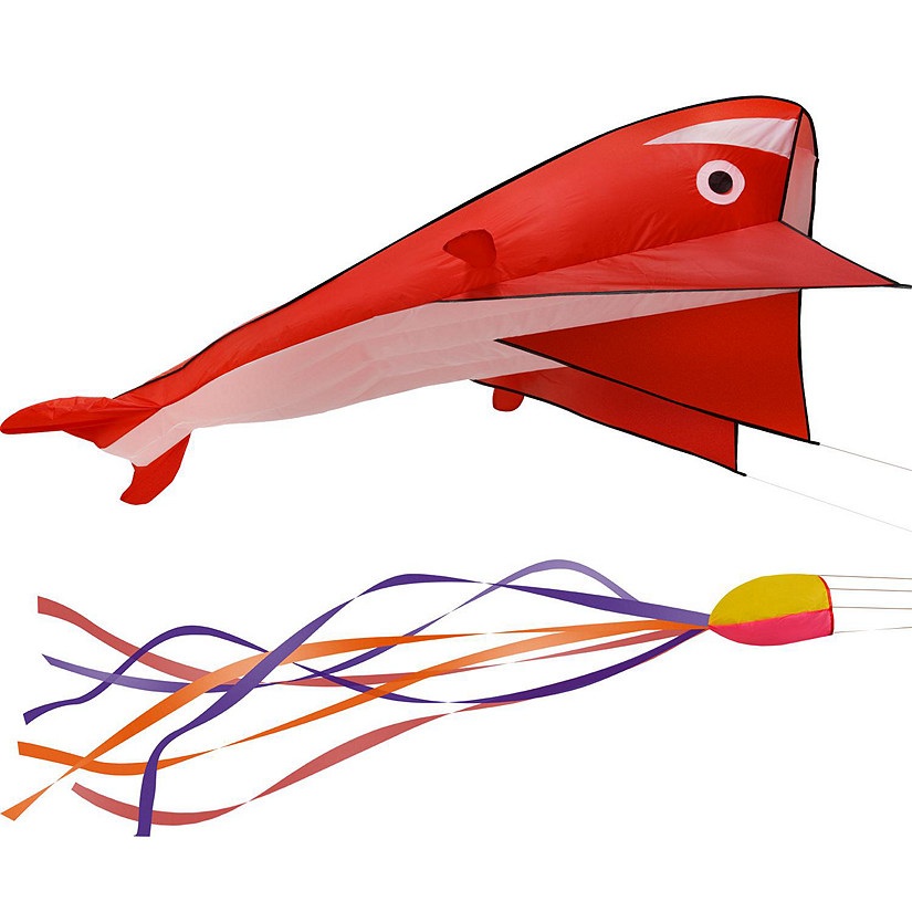 AGPtek Huge 3D Flying Red Dolphin Kite Image