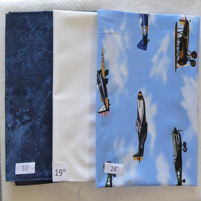 Airplanes Blue White 2 Yards 4 inch Cotton Fabric Last of the BestEnd of Bolt Image