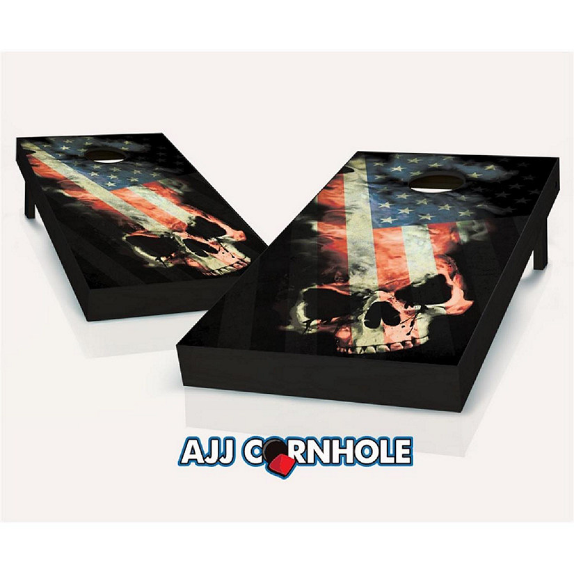 AJJCornhole 107-AmericanSkull American Skull Theme Cornhole Set with Bags - 8 x 24 x 48 in. Image