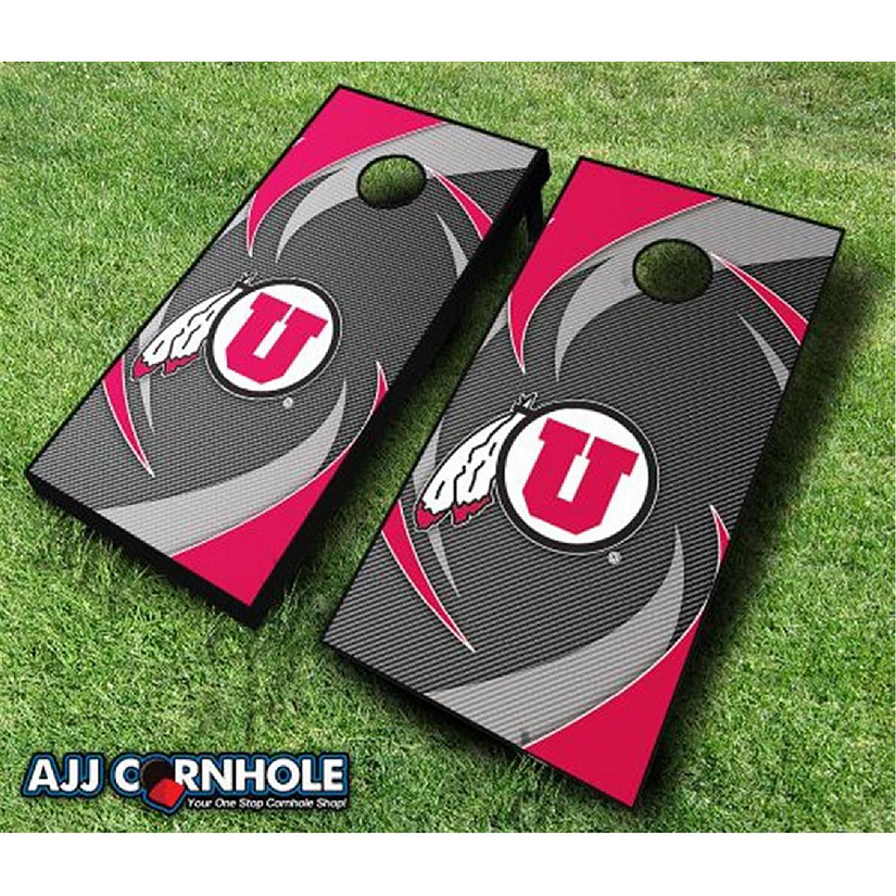 AJJCornhole 110-UtahSwoosh Utah Utes Swoosh Theme Cornhole Set with Bags - 8 x 24 x 48 in. Image