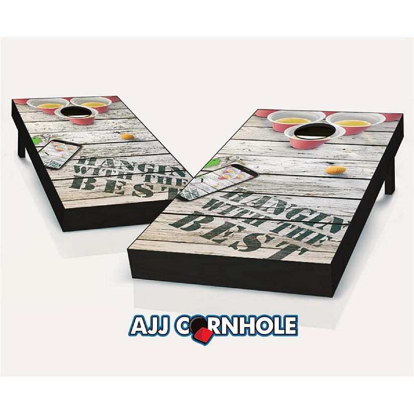 AJJCornhole  Hangin with The Best Theme Cornhole Set with Bags - 8 x 24 x 48 in. Image