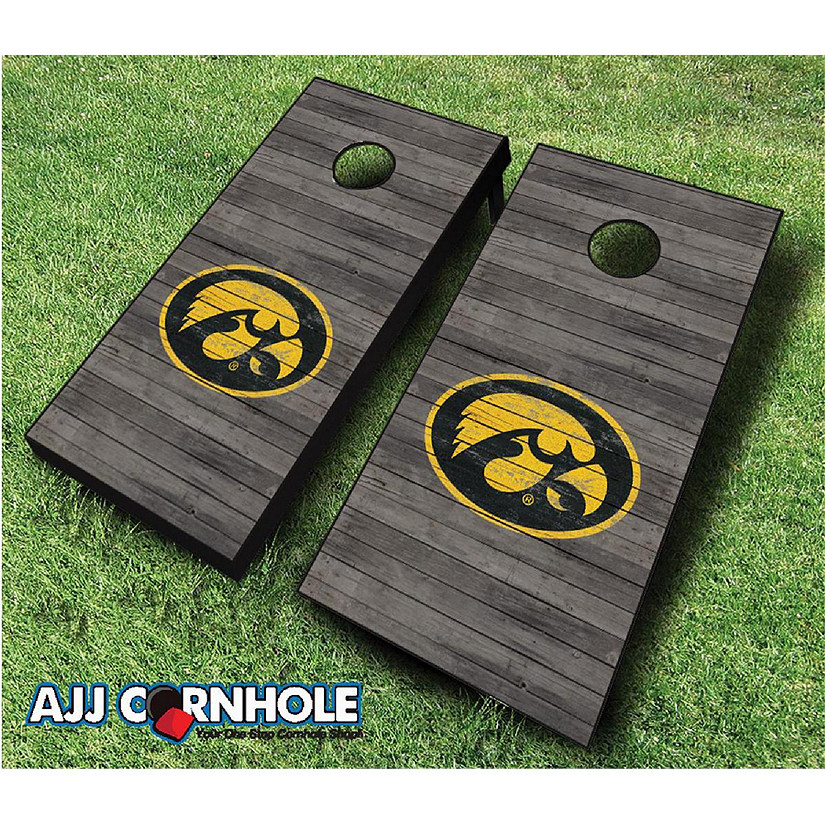 AJJCornhole  Iowa Hawkeyes Distressed Theme Cornhole Set with Bags - 8 x 24 x 48 in. Image