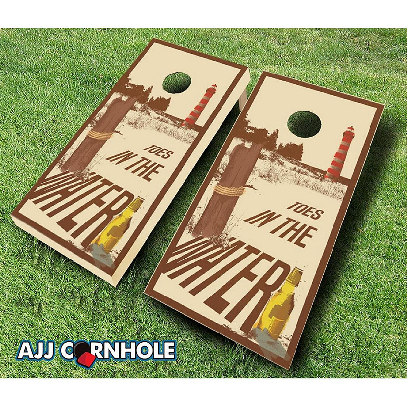 AJJCornhole  Toes In The Water Theme Cornhole Set with Bags - 8 x 24 x 48 in. Image