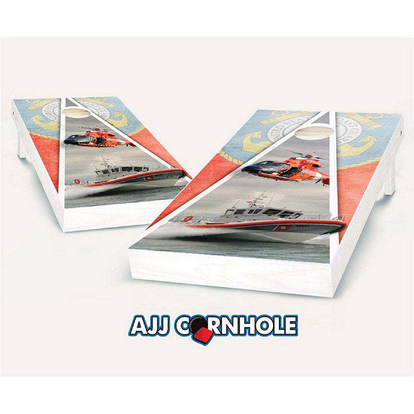 AJJCornhole  US Coast Guard Theme Cornhole Set with Bags - 8 x 24 x 48 in. Image