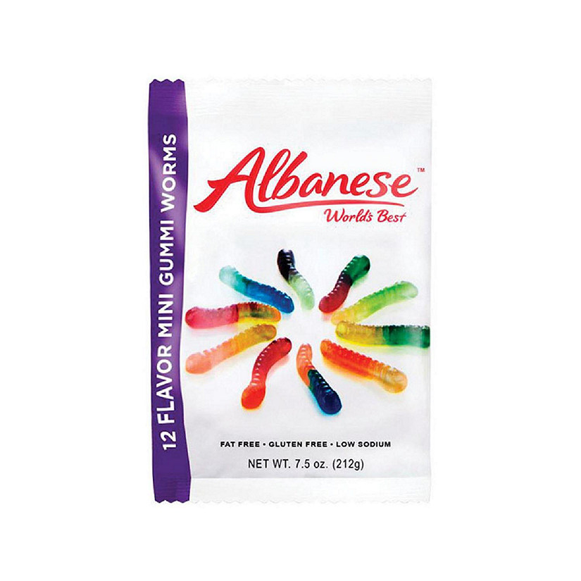 Albanese 9437211 7.5 oz Mini Worms 12 Flavors Gummi Candy - pack of 12 Image