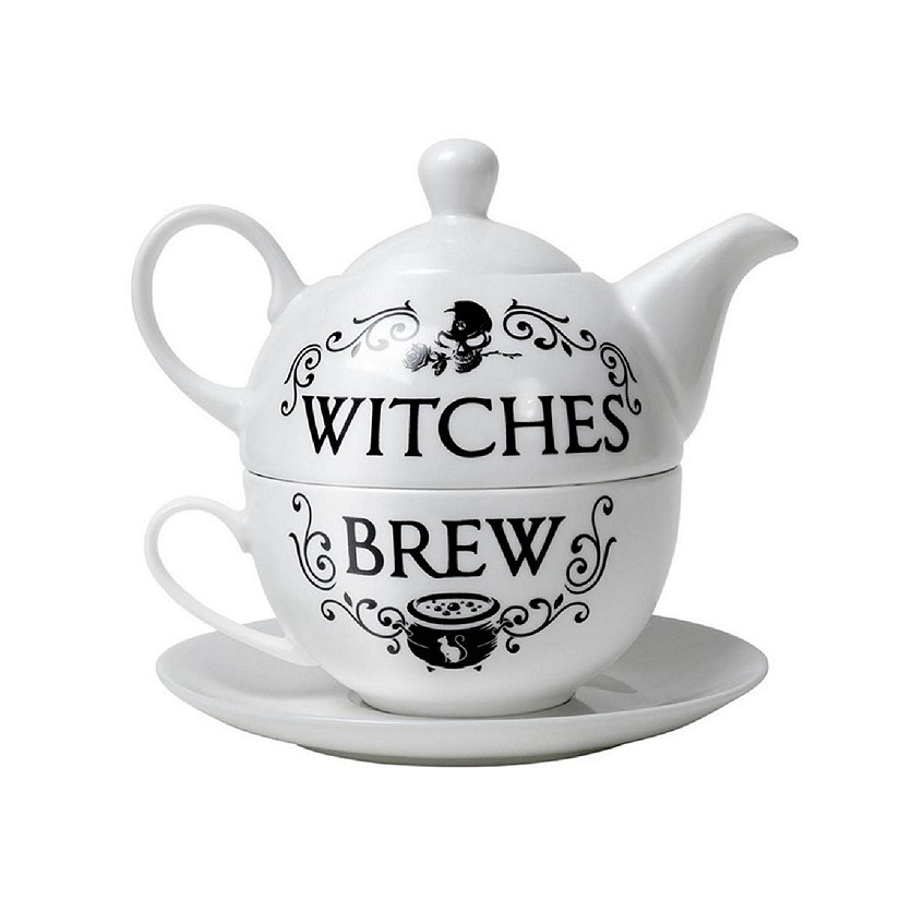Alchemy Gothic ATS1 6.5 in. Witches Brew Drink Tea Set&#44; White & Black - 3 Piece Image