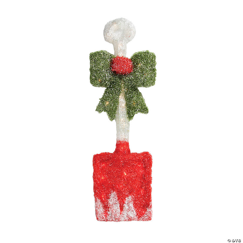 Alger - 2.5' Pre-Lit Tinsel Snow Shovel with Bow Christmas Decoration Image