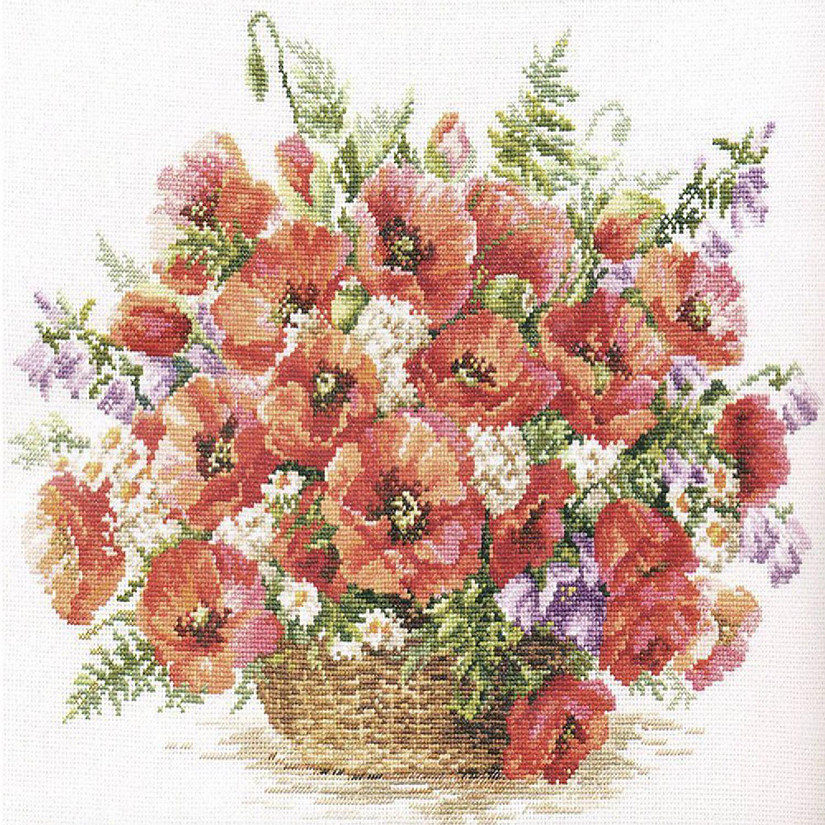 Alisa - Basket of Poppies 2-28 Counted Cross-Stitch Kit Image