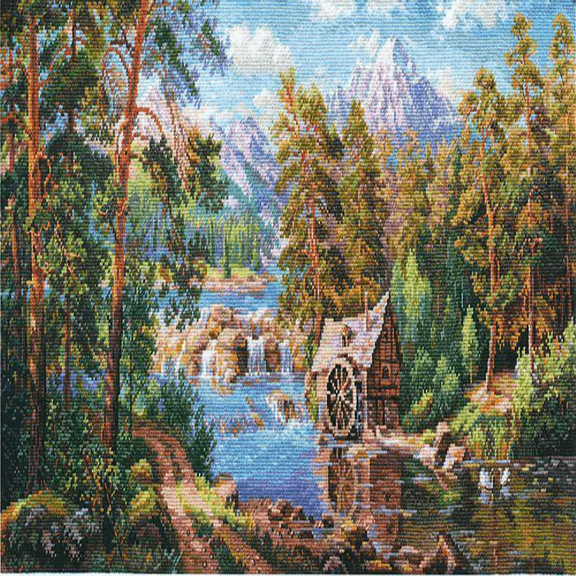Alisa - Landscape with a Watermill 3-17 Counted Cross-Stitch Kit Image