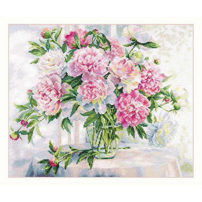 Alisa - Peonies by the window  2-51 Counted Cross-Stitch Kit Image