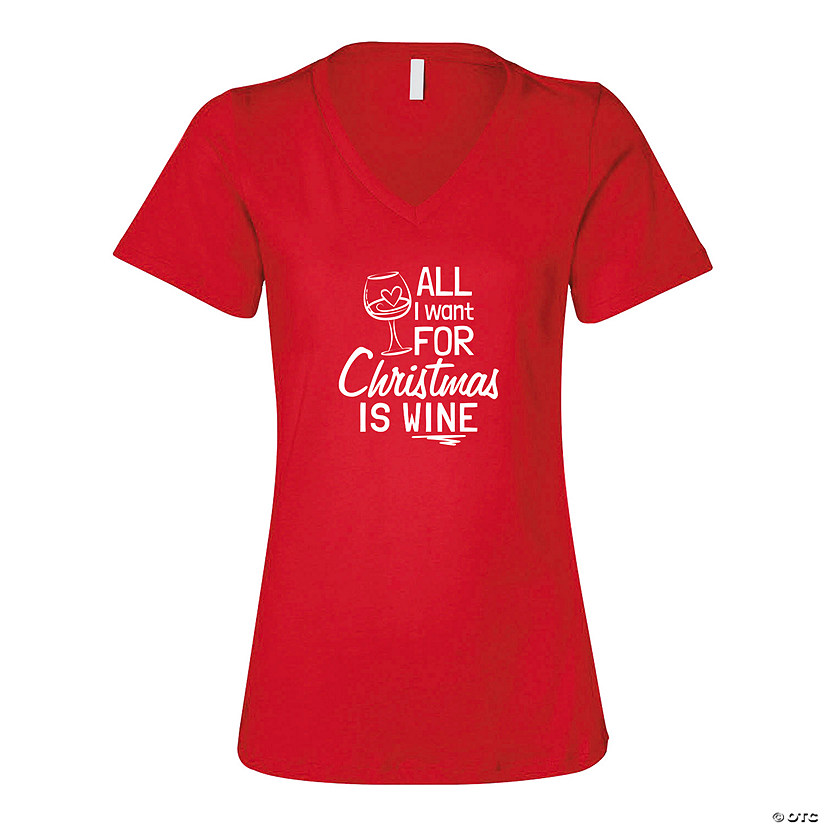 All I Want For Christmas Is Wine Women's T-Shirt Image