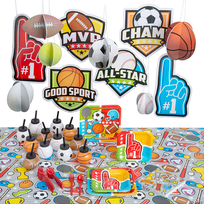 All Sports Party Tableware Kit for 8 Guests | Oriental Trading