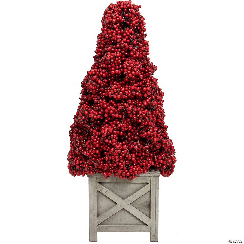 Allstate 24" Red Berry Cone Potted Christmas Topiary Image