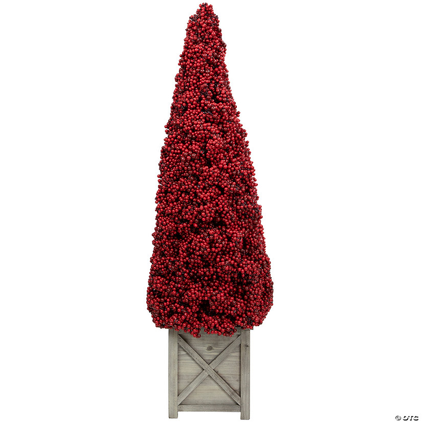 Allstate 40" Red Berry Cone Potted Christmas Topiary Image