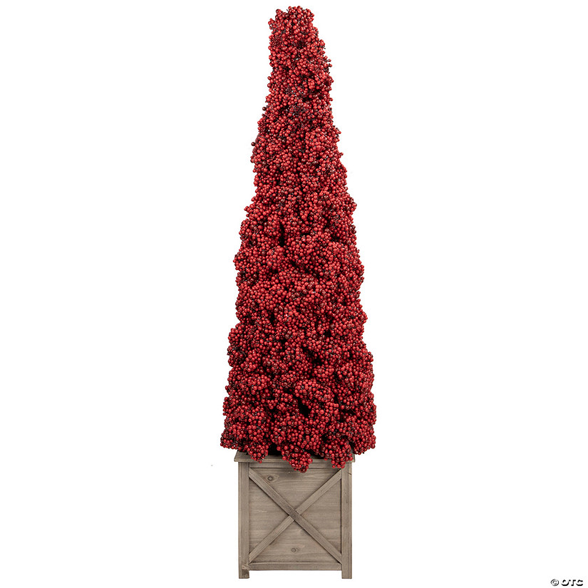 Allstate 50" Red Berry Cone Potted Christmas Topiary Image