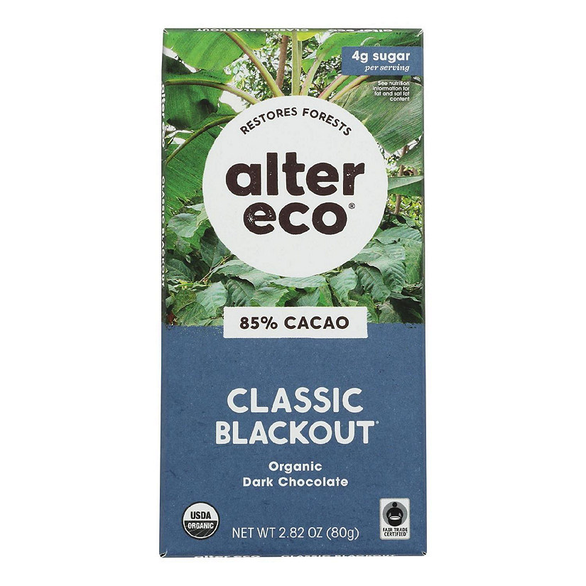 Alter Eco Americas Organic Chocolate Bar - Dark Blackout - 2.82 oz Bars - Case of 12 Image