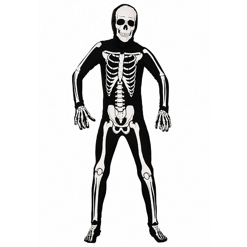 AltSkin Full Body Stretch Fabric Zentai Suit Costume - Glow in the Dark Skeleton (Kid Large) Image