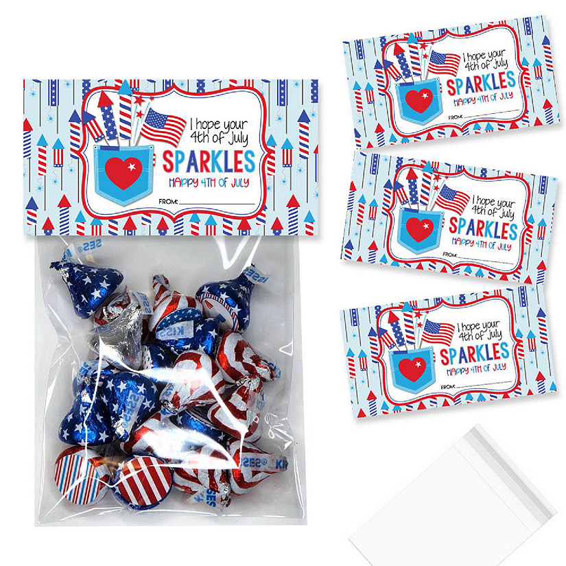 AmandaCreation 4th of July Sparklers Bag Toppers 40pc. Image