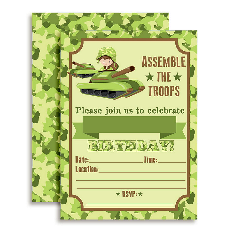 AmandaCreation Army Tank Birthday Invites 40pc. Image