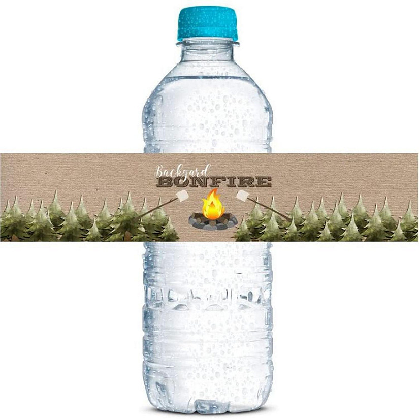 AmandaCreation Backyard Bonfire Water Bottle Wrappers 20pcs. Image