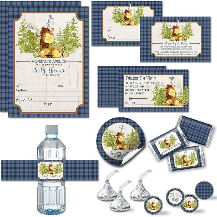 AmandaCreation Blue Adventure Awaits Moose Party Bundle 381pc. Image