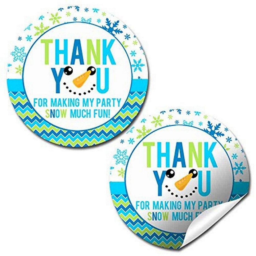 AmandaCreation Blue Snowman Envelope Seals 40pc. Image