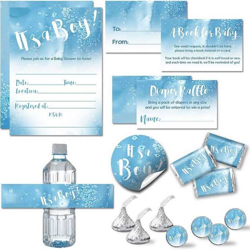 AmandaCreation Blue Watercolor Party Bundle 381pc. Image