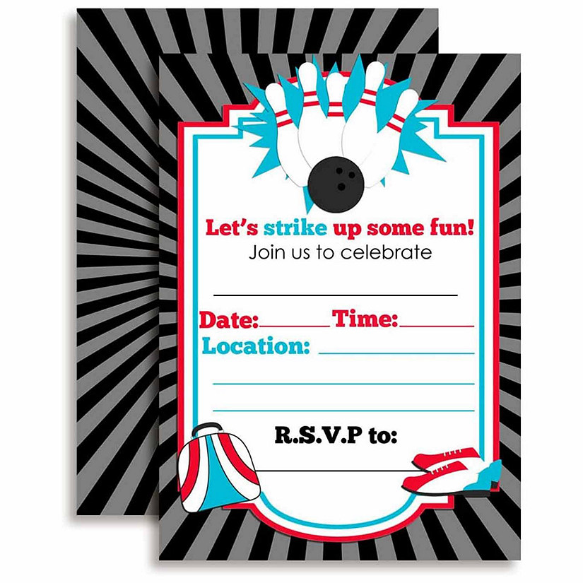 AmandaCreation Bowling Birthday Invites 40pc. Image