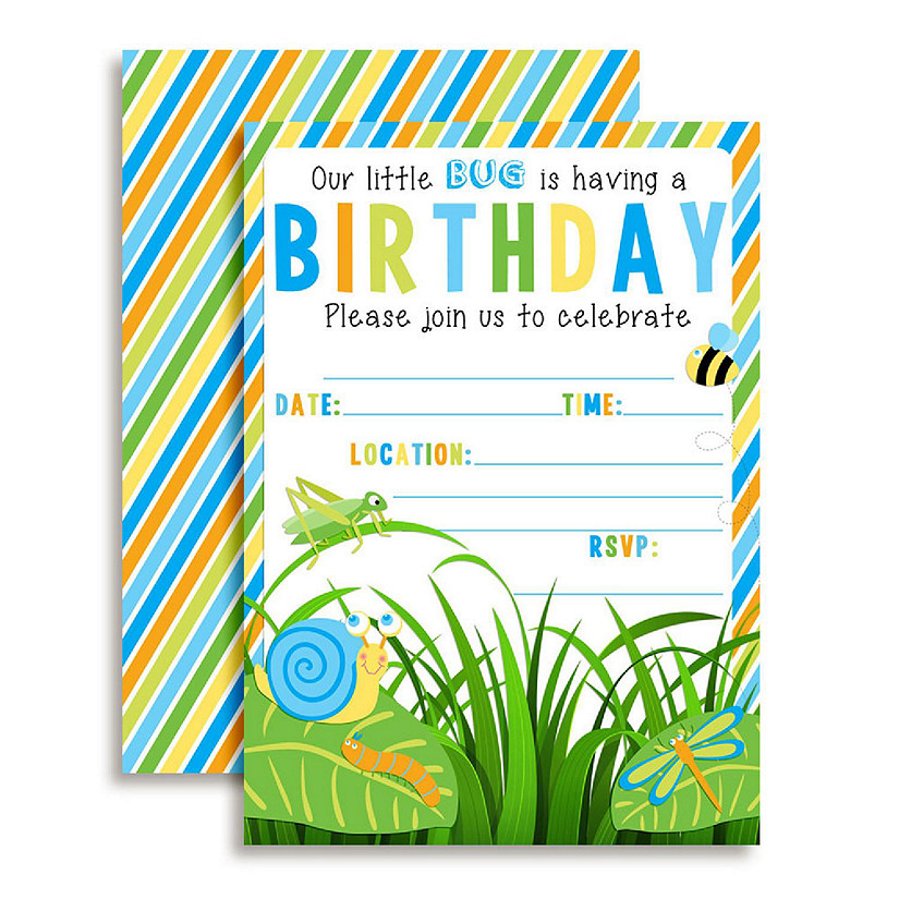 AmandaCreation Bug Birthday Invites 40pc. Image