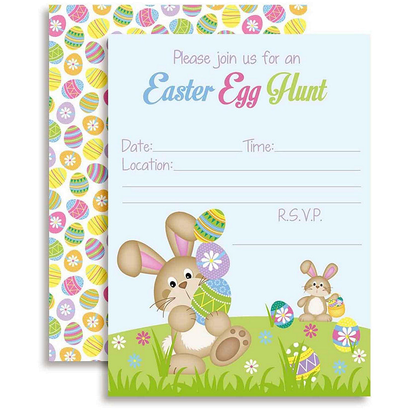 AmandaCreation Bunny Egg Hunt Easter Invites 40pc. Image