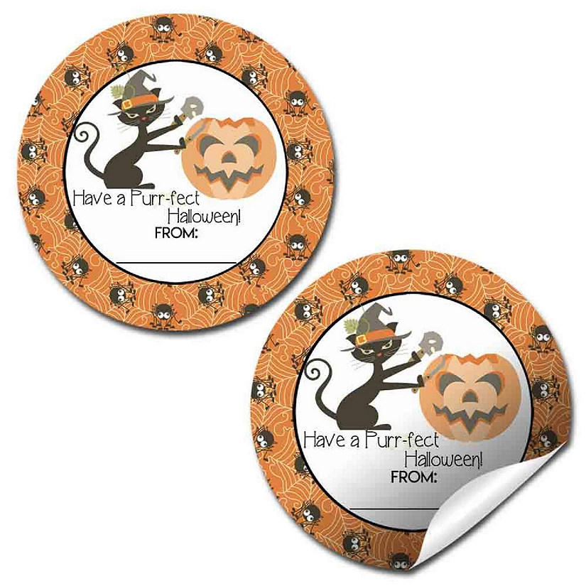 AmandaCreation Cat with Pumpkin Envelope Seals 40pc. Image